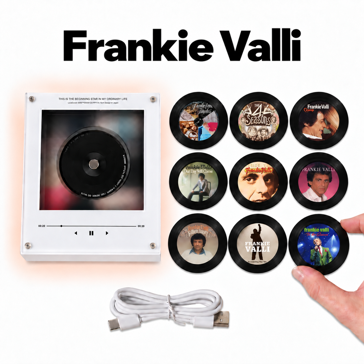 Frankie Valli MagTune Mini CD Player Decor Set – Pop & Rock Album Art Display, Pop Music Fan Gift