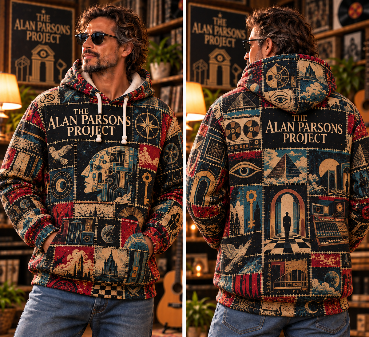 The Alan Parsons Project Patchwork Hoodie – Vintage Progressive Rock Band Graphic Pullover, Retro Music Lover Gift