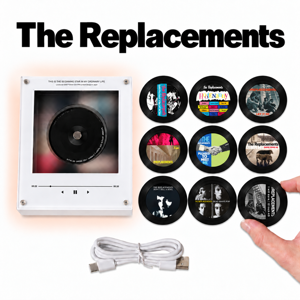 The Replacements MagTune Mini CD Player Light Box - Album Art Disc Night Light, USB Backlit Alternative Rock Band Fan Gift