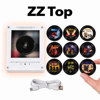 ZZ Top MagTune, Magnetic Music Player Set, Mini Vinyl Album Magnets, ZZ Top Gift for Fans, Classic Rock Music Collectible
