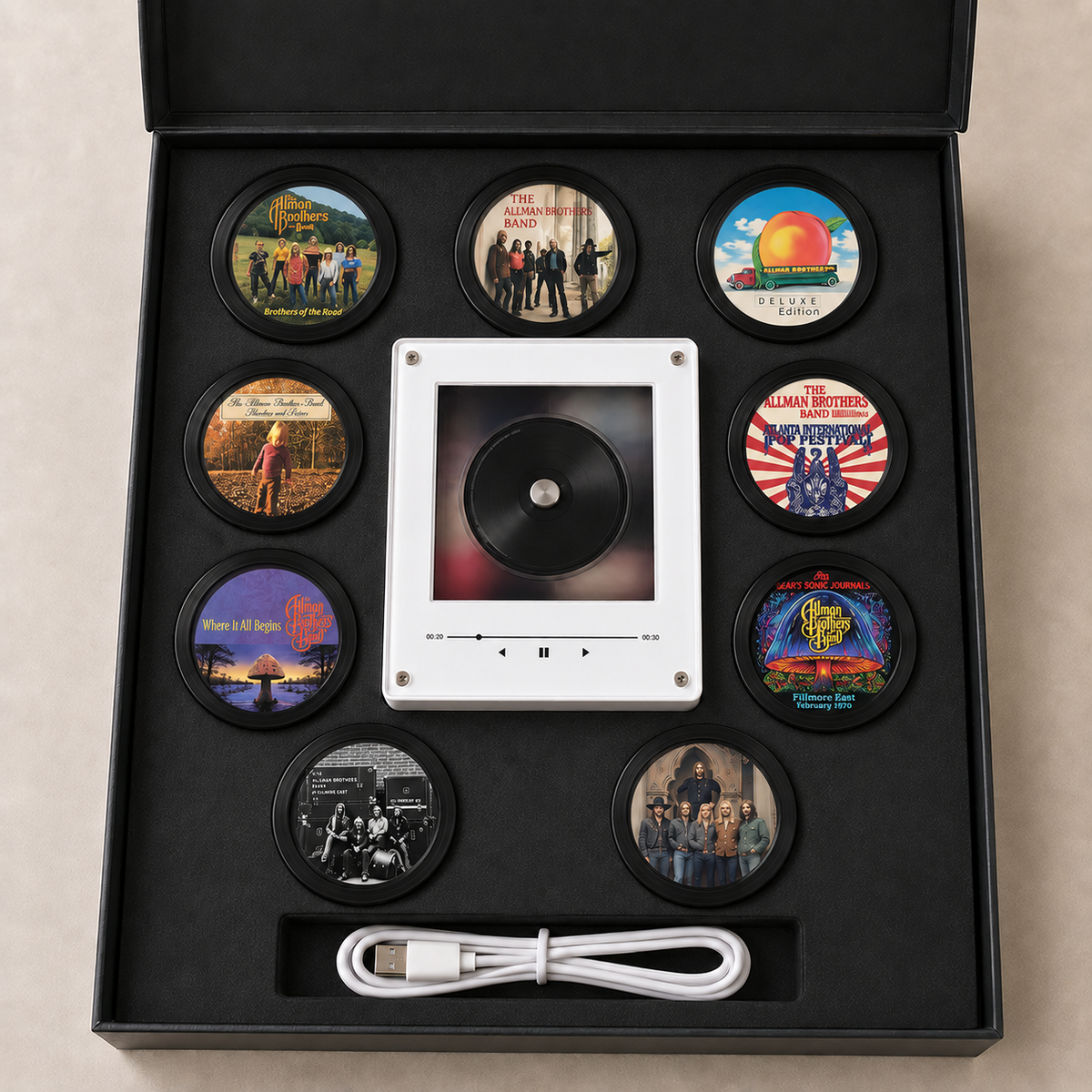 The Allman Brothers Band MagTune, Magnetic Music Player Set, Mini Vinyl Album Magnets, Southern Rock Fan Gift, Music Collectible