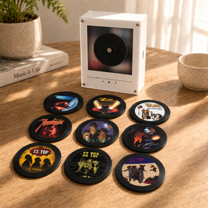 ZZ Top MagTune, Magnetic Music Player Set, Mini Vinyl Album Magnets, ZZ Top Gift for Fans, Classic Rock Music Collectible