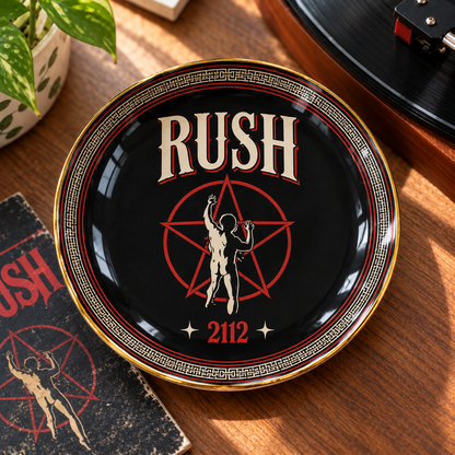 Rush 2112 Mexican Folk Pattern Jewelry Dish - Ceramic Ring Holder Trinket Tray, Starman Rock Art Display, Fan Vanity Gift