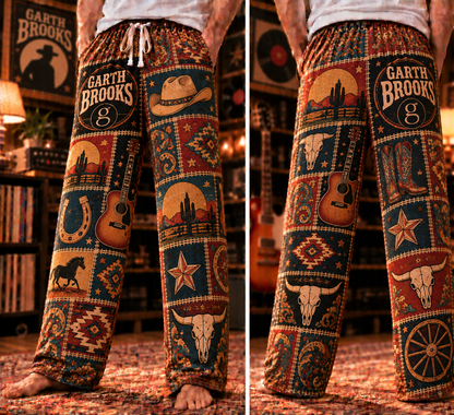 Garth Brooks Pajama Pants - Patchwork Country Music Art  Sleepwear | Comfortable Fan Lounge Pants