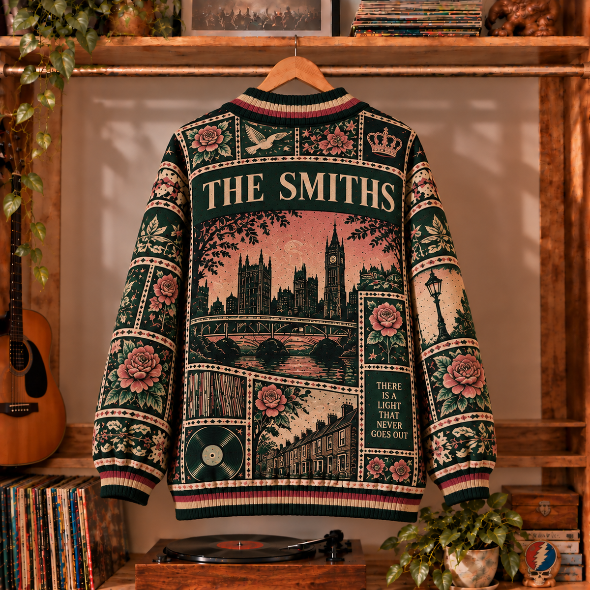 The Smiths Retro Graphic Cardigan - Vintage Rock Band Knit Outerwear, Indie Music Fan Apparel & Fashion Style Gift