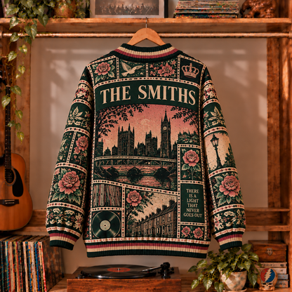 The Smiths Retro Graphic Cardigan - Vintage Rock Band Knit Outerwear, Indie Music Fan Apparel & Fashion Style Gift