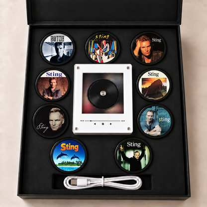 Sting MagTune Mini CD Player Light - Premium Pop Rock Merchandise, Brand New Day Album Art LED Night Light Tabletop Fan Gift