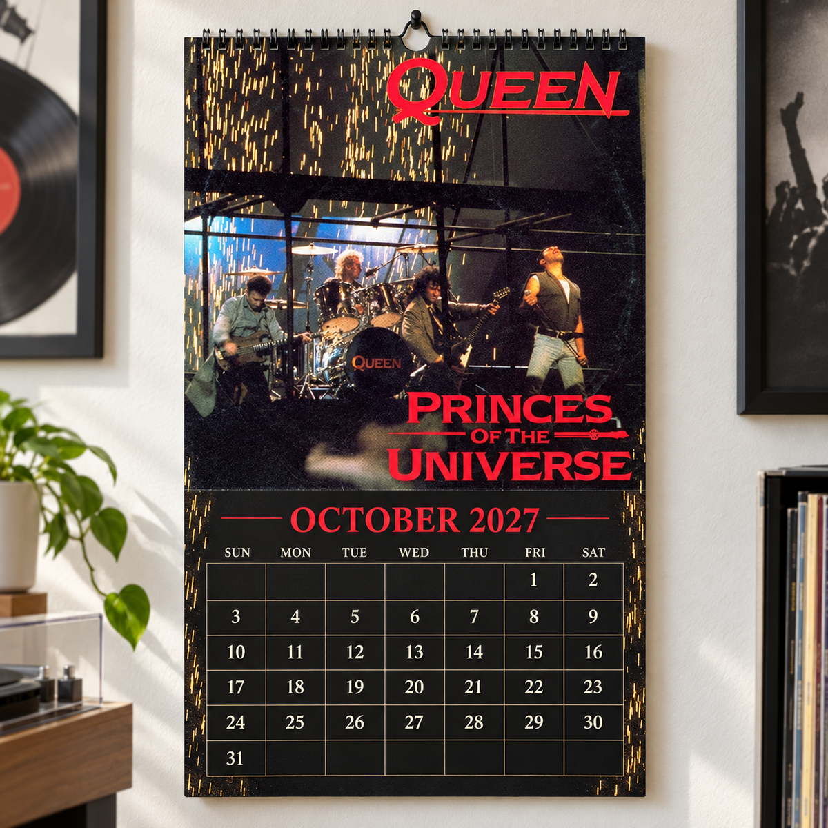 2027 Queen Album Cover Wall Calendar – Freddie Mercury Classic Rock Music Calendar, Bohemian Rhapsody, Vintage Queen Band Fan Gift