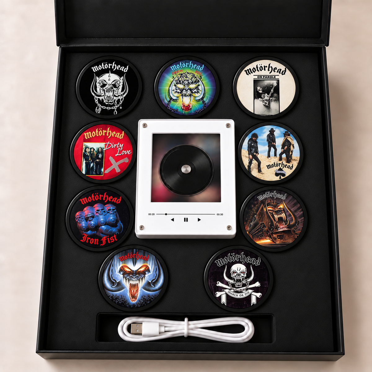 Motörhead MagTune Mini CD Player Light - Premium Heavy Metal Merchandise, Ace of Spades Album Art LED Night Light Gift