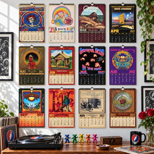 2027 Grateful Dead Album Covers Calendar – Vintage Rock Wall Calendar, Retro Deadhead Decor