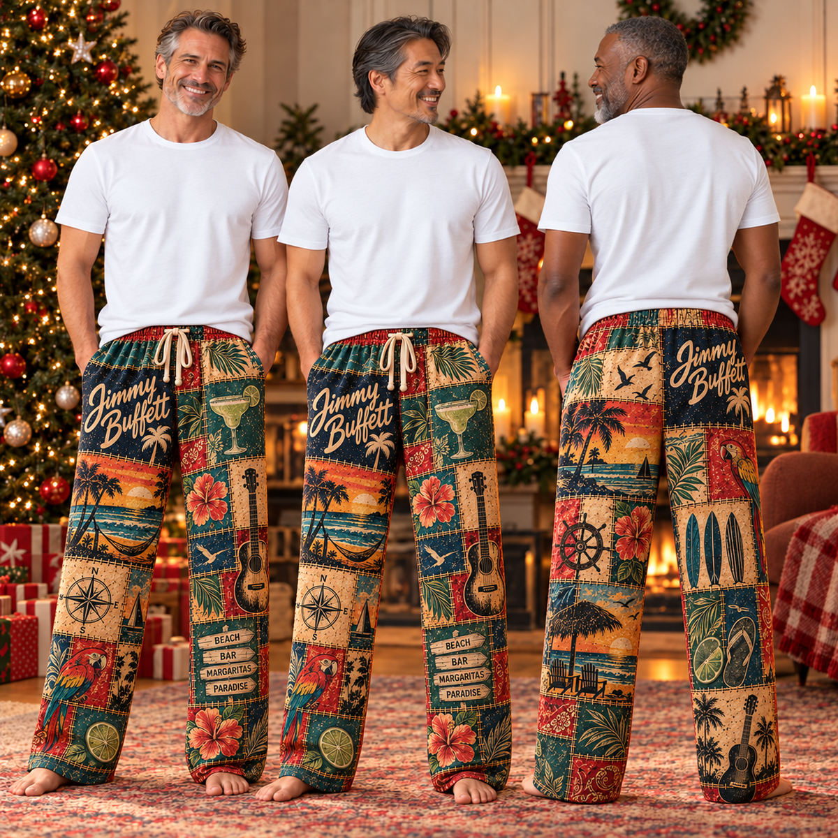 Jimmy Buffett Pajama Pants - Tropical Margaritaville Lounge Pants, Parrothead Fan Sleepwear & Gift for Men