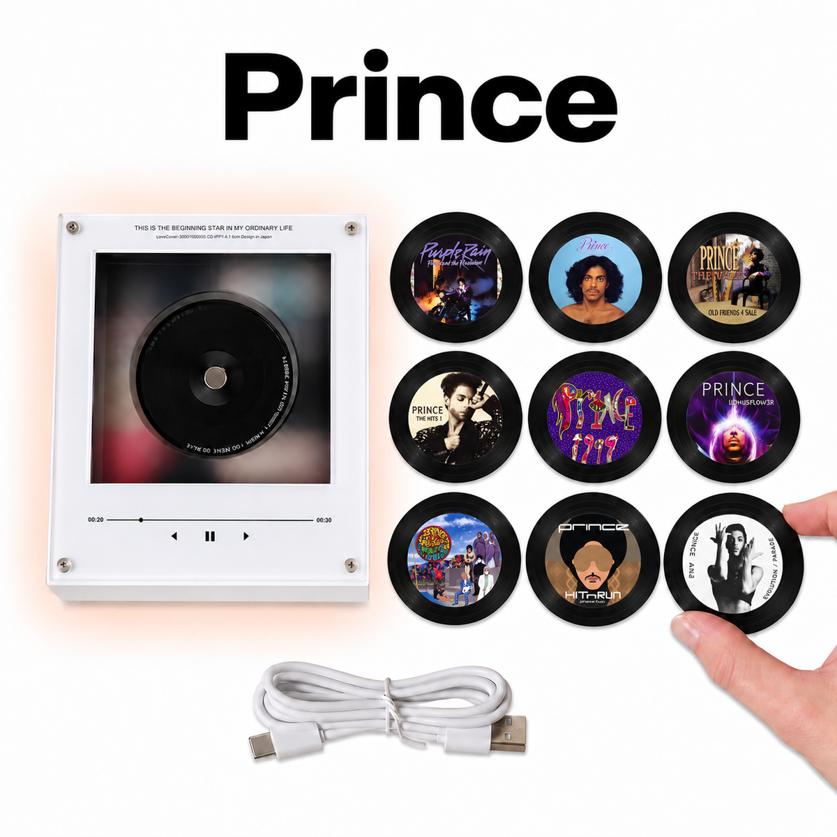 Prince MagTune, Magnetic Music Player Set, Mini Vinyl Album Magnets, Purple Rain Inspired Music Gift, Prince Fan Collectible