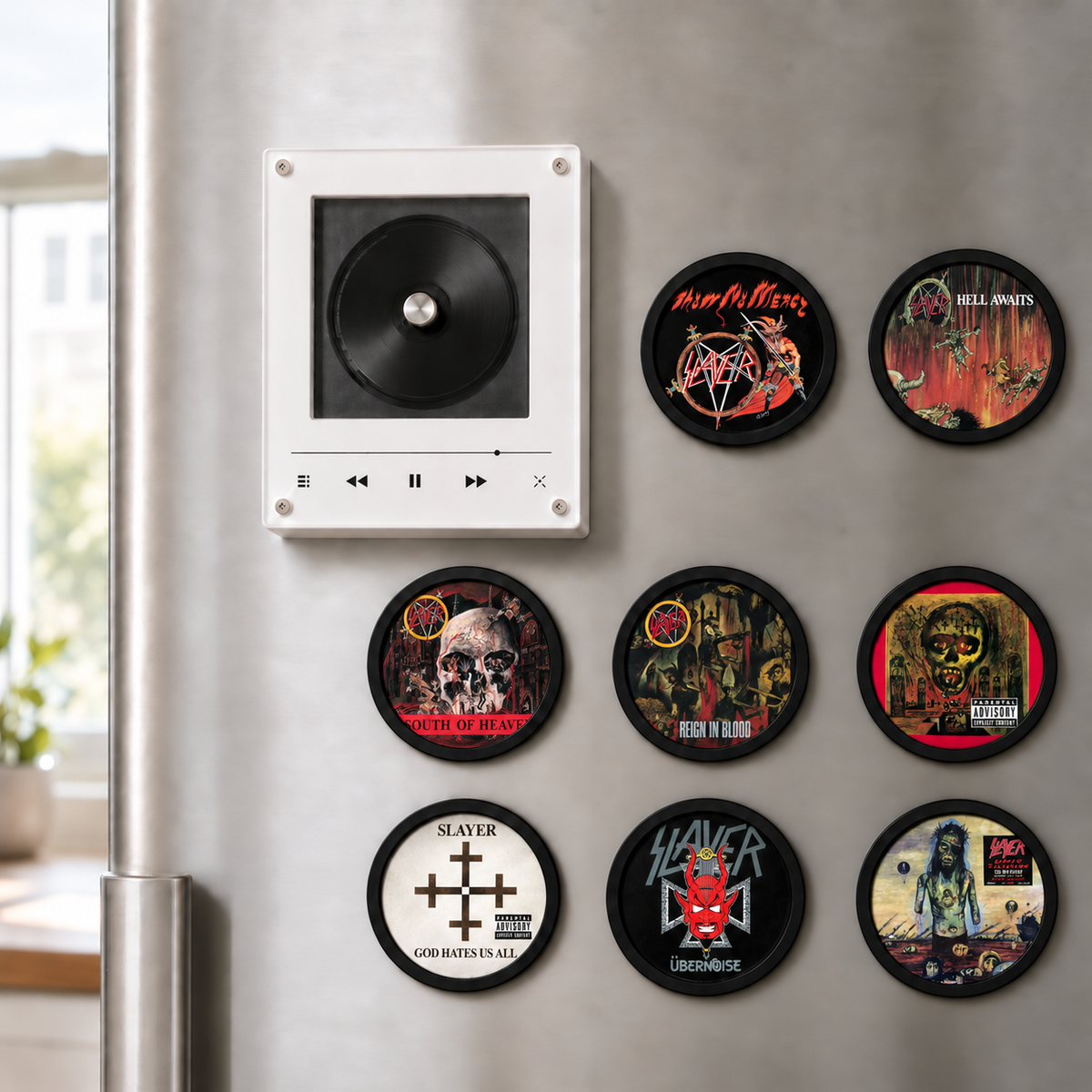 Slayer MagTune Mini CD Player Light - Premium Thrash Metal Merchandise, Reign in Blood Album Art LED Night Light Tabletop Gift