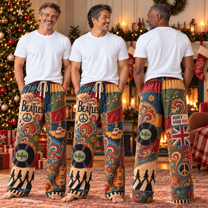 The Beatles Pajama Pants - Psychedelic Rock Lounge Pants, Classic Rock Fan Sleepwear & Gift for Men