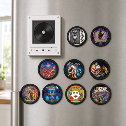 Santana MagTune, Magnetic Music Player Set, Mini Vinyl Album Magnets, Classic Rock Fan Gift, Santana Music Collectible