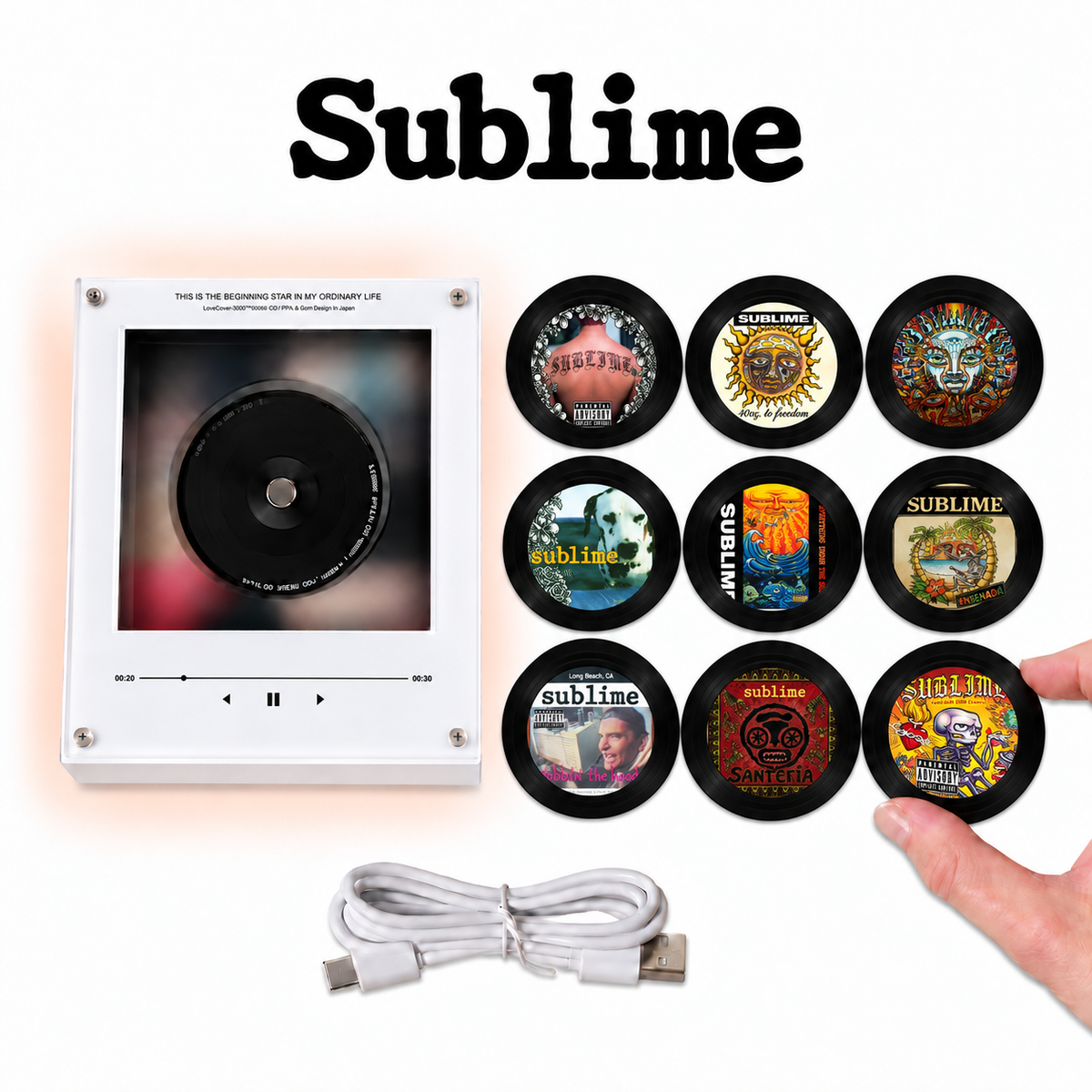 Sublime MagTune Mini CD Player Light Box - Album Art Disc Night Light, USB Backlit Ska Punk Reggae Rock Band Fan Gift