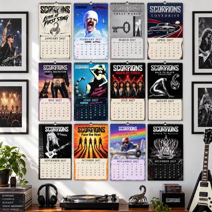 2027 Scorpions Album Cover Wall Calendar – Classic Hard Rock Music Calendar, Still Loving You, Rock You Like a Hurricane, Nostalgic Gift for Fans