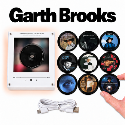 Garth Brooks MagTune Mini CD Player Light - Premium Country Music Merchandise, Ropin' the Wind Album Art LED Night Light Tabletop Gift