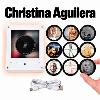 Christina Aguilera MagTune Mini CD Player Light - Premium Pop Music Merchandise, Stripped Album Art LED Night Light Tabletop Decor Fan Gift