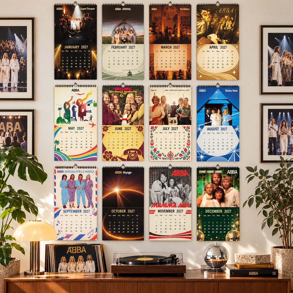 ABBA 2027 Album Covers Wall Calendar - Iconic Discography Art, Vintage Photos & Classic Hits, Music Fan Gift