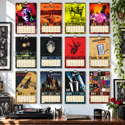 Alice in Chains 2027 Album Covers Wall Calendar - Dirt & Grunge Band Album Art Poster Calendar, Rock Music Fan Gift