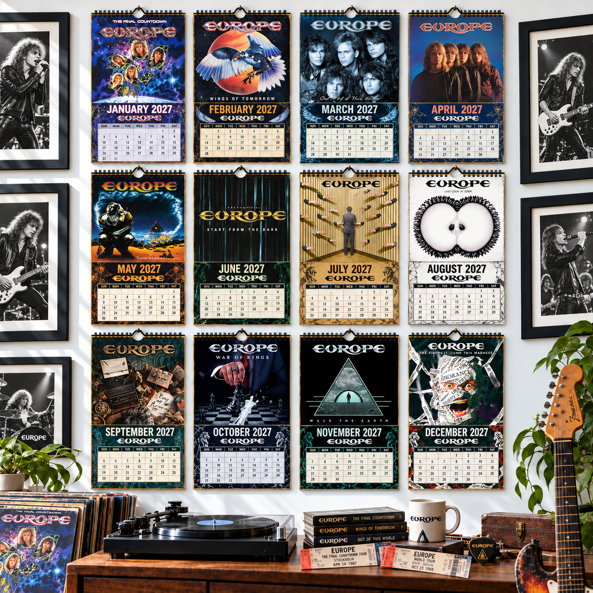 2027 Europe Band Album Cover Wall Calendar – Classic Hard Rock Music Calendar, The Final Countdown, Retro Rock Fan Gift