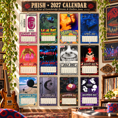 Phish Album Covers Collage Wall Calendar - 2027 A Year of Gamehendge Dreams & Endless Jams - Perfect Gift for Rock Fans
