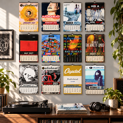Radiohead 2027 Album Covers Wall Calendar - Alternative Rock Album Art Poster Calendar, Rock Music Fan Holiday Gift