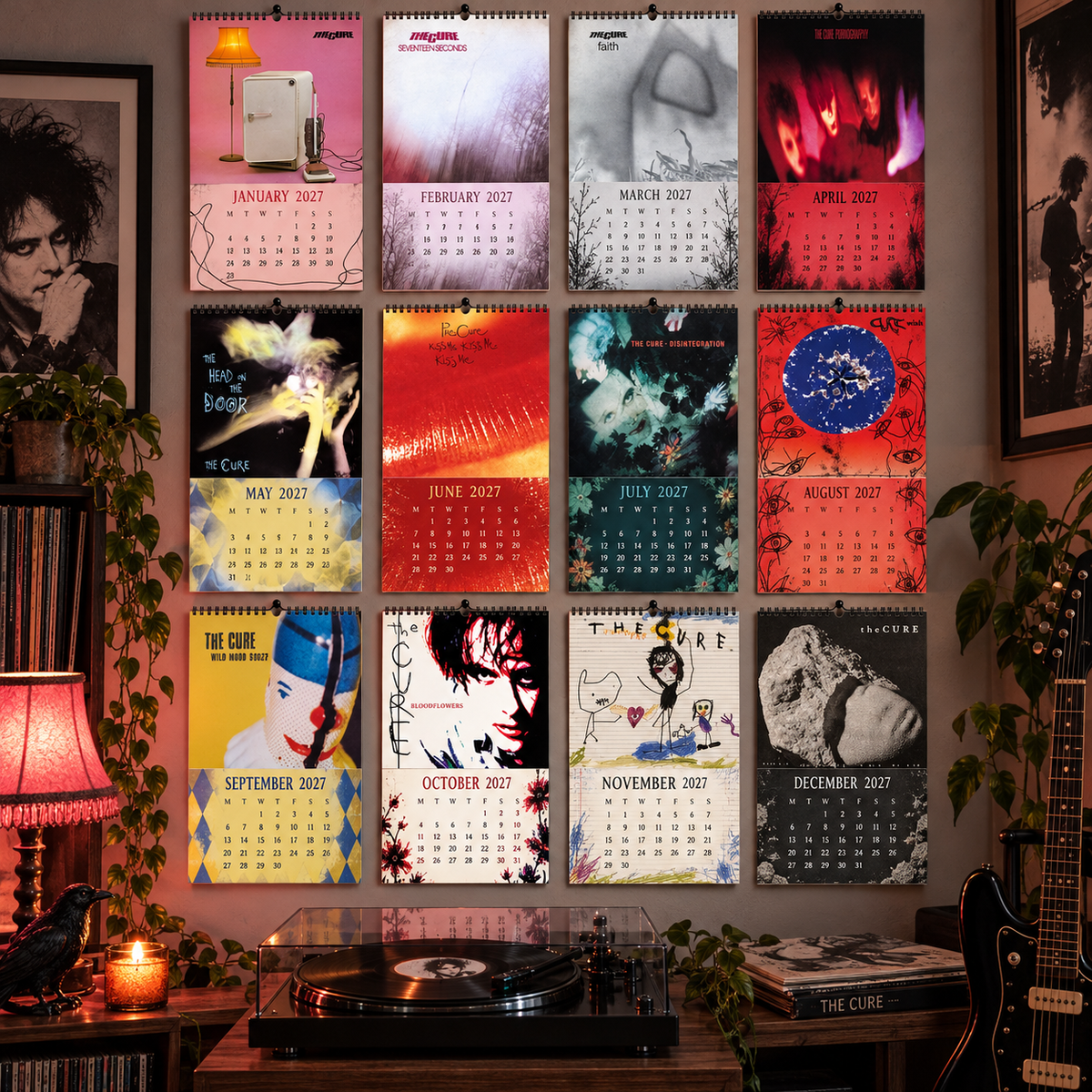 2027 The Cure Album Covers Wall Calendar - Spiral Bound Vintage Gothic Rock Collector's Calendar - Unique Christmas Stocking Stuffer & Birthday Gift