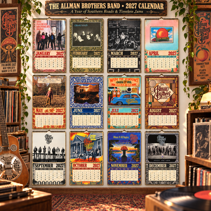 The Allman Brothers Band 2027 Album Covers Music Wall Calendar - Timeless Southern Rock Classic Album Art Hanging Calendar