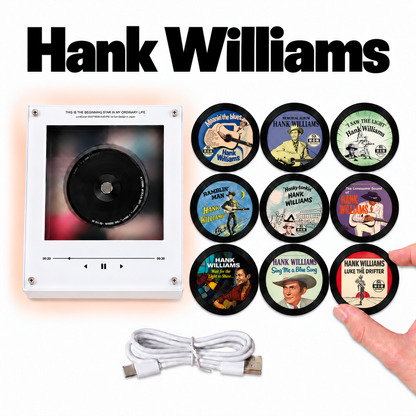 Hank Williams MagTune Mini CD Player Light - Premium Country Music Merchandise, I Saw the Light Album Art LED Night Light Tabletop Gift