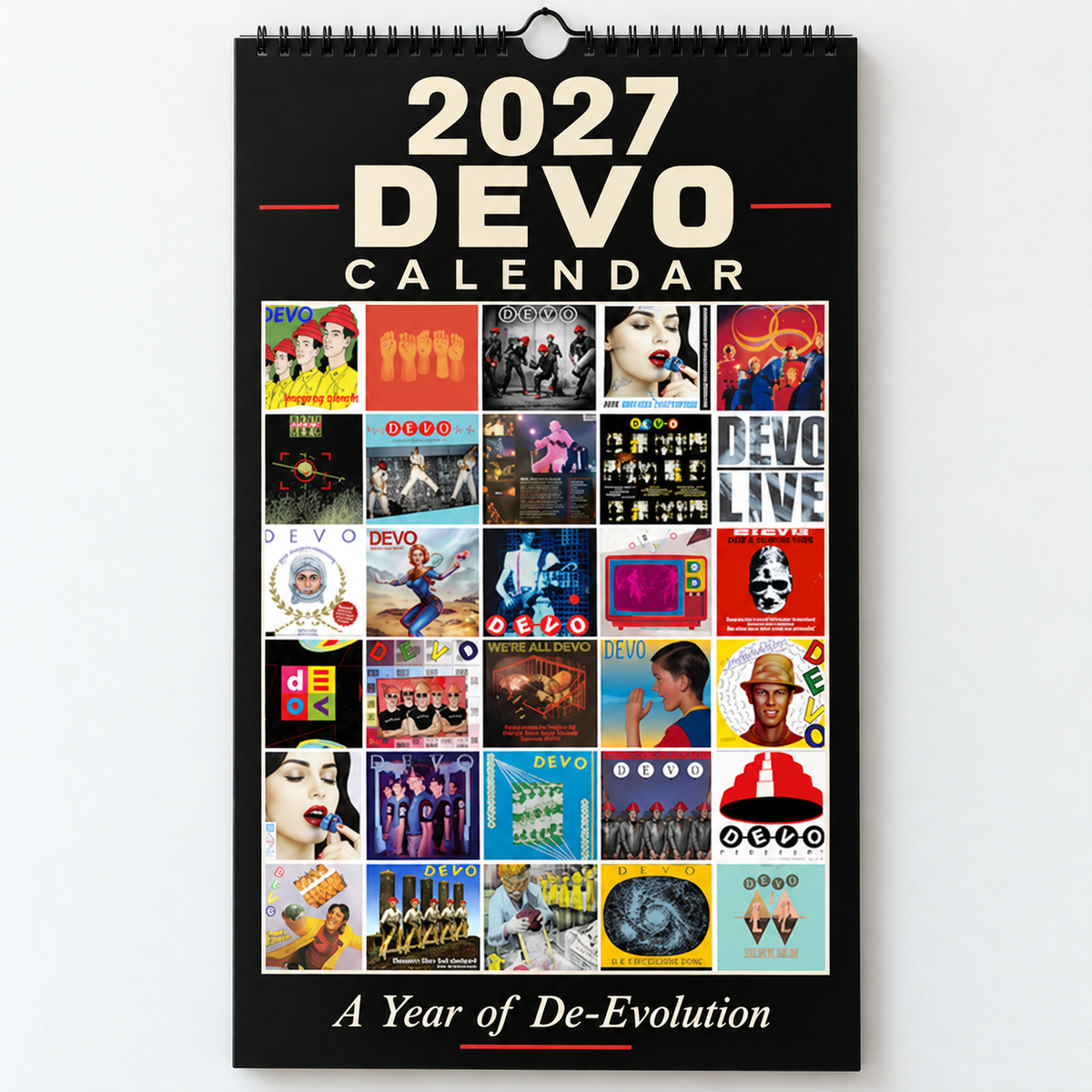 2027 DEVO Album Cover Wall Calendar – Retro 80s New Wave Music Calendar, Synth Punk Rock Band Decor, Nostalgic Gift for DEVO Fans
