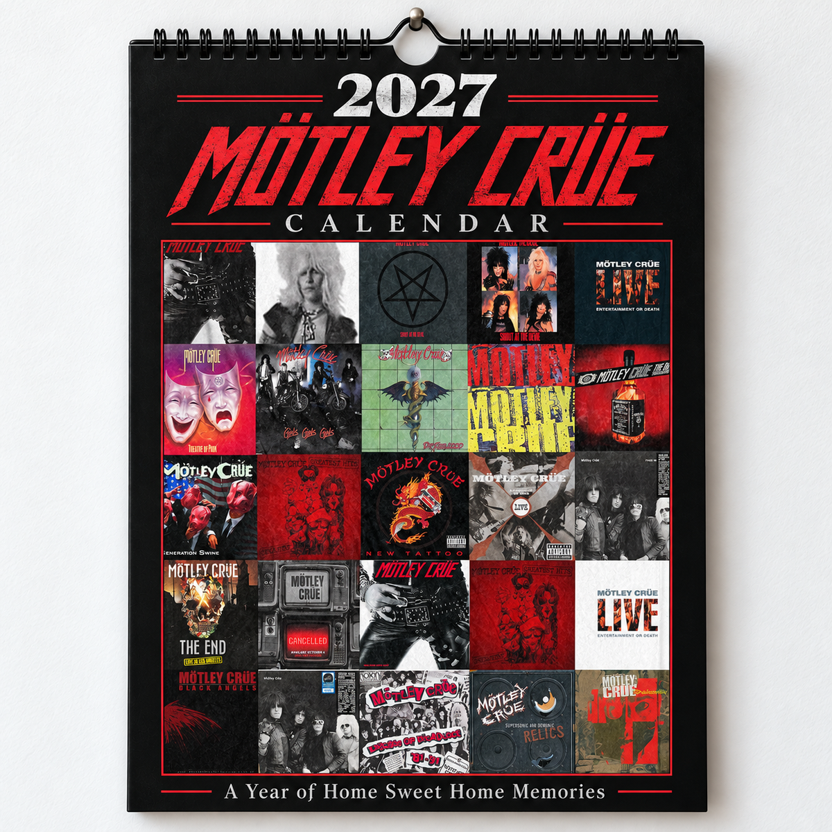 2027 Mötley Crüe Album Cover Wall Calendar – Vintage Heavy Metal & Glam Rock Music Calendar, 80s Rock Fan Gift