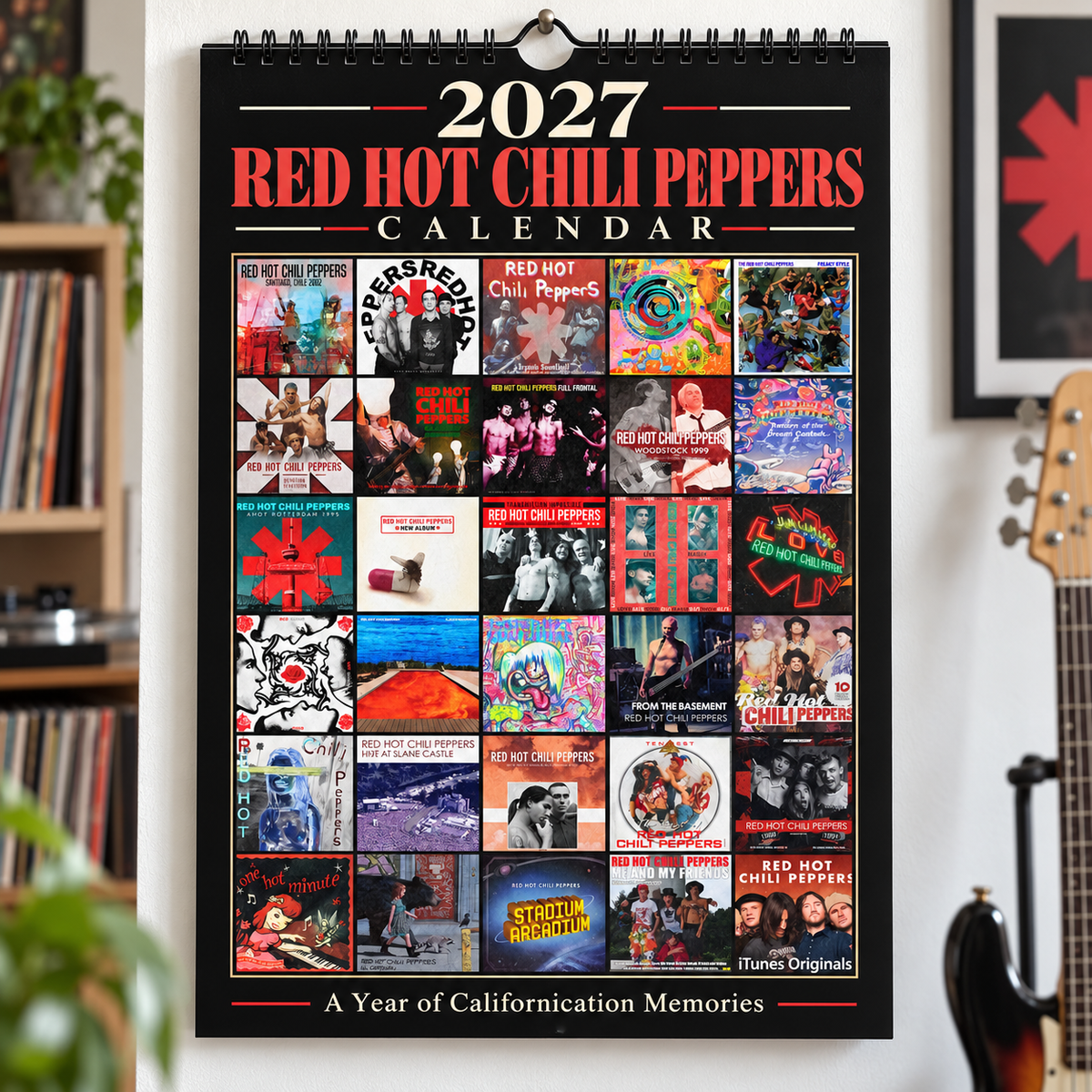 Red Hot Chili Peppers 2027 Wall Calendar - Album Cover Collage & Funk Rock Discography Art | Premium Music Fan Gift & Hanging Decor