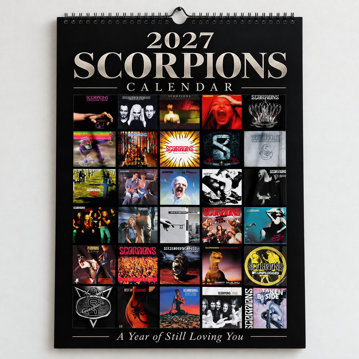 2027 Scorpions Album Cover Wall Calendar – Classic Hard Rock Music Calendar, Still Loving You, Rock You Like a Hurricane, Nostalgic Gift for Fans