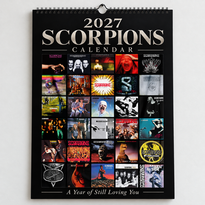 2027 Scorpions Album Cover Wall Calendar – Classic Hard Rock Music Calendar, Still Loving You, Rock You Like a Hurricane, Nostalgic Gift for Fans
