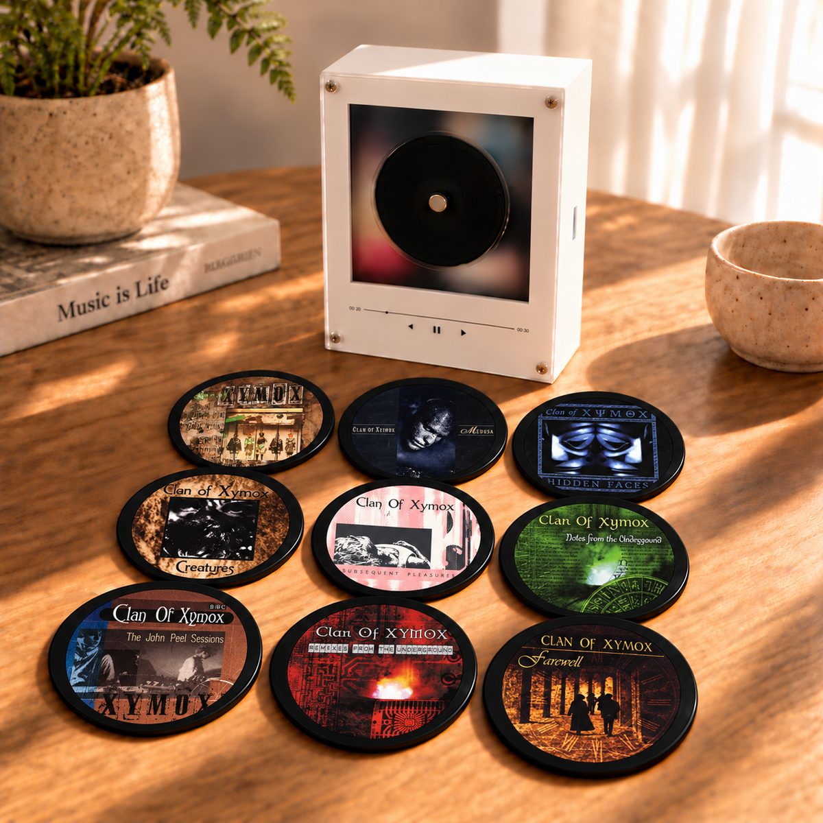 Clan Of Xymox MagTune Mini CD Player Light - Premium Darkwave Music Merchandise, Medusa Album Art LED Night Light Tabletop Lamp Decor Fan Gift