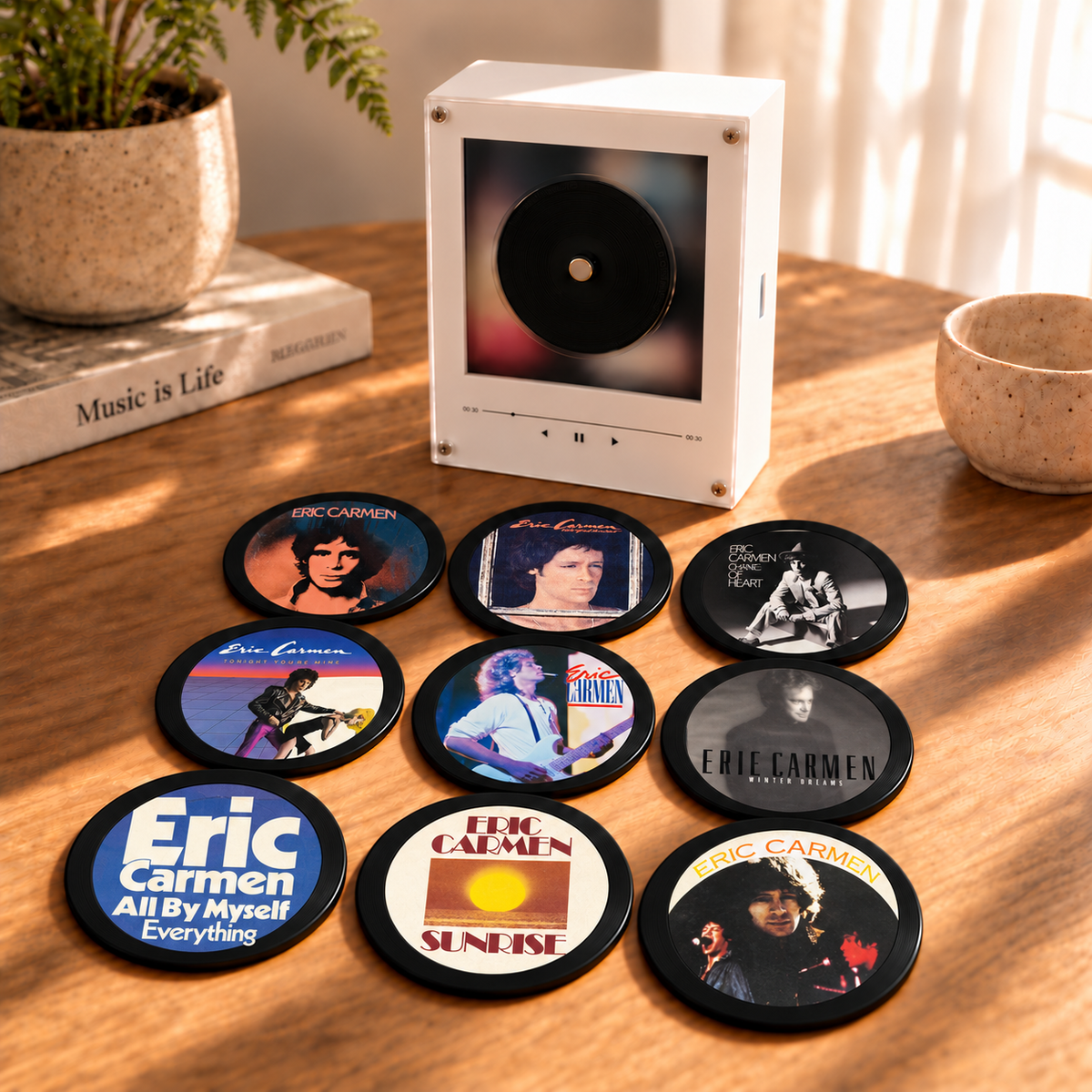 Eric Carmen MagTune Mini CD Player Light - Premium Pop Rock Merchandise, Boats Against the Current Album Art LED Night Light Tabletop Gift