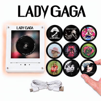 Lady Gaga MagTune Mini CD Player Light - Premium Pop Dance Merchandise, Born This Way Album Art LED Night Light Tabletop Gift