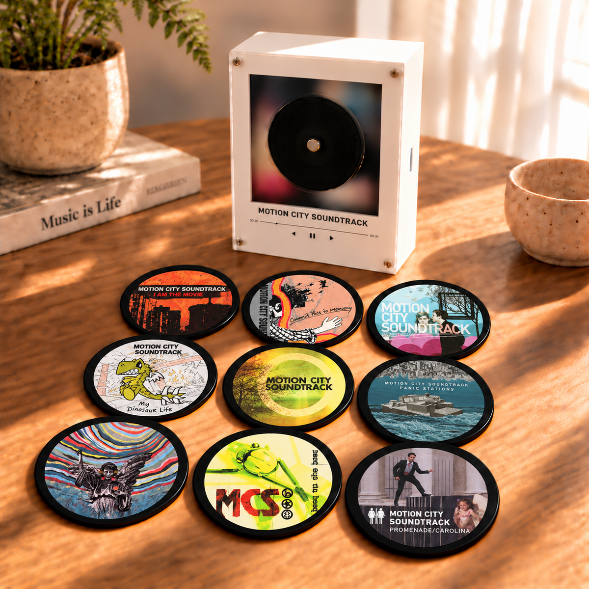 Motion City Soundtrack MagTune Mini CD Player Light - Pop Punk Merchandise, Commit This to Memory Album Art LED Night Light Fan Gift