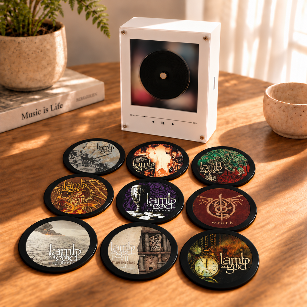 Lamb of God MagTune Mini CD Player Light - Premium Metal Merchandise, Ashes of the Wake Album Art LED Night Light Tabletop Fan Gift