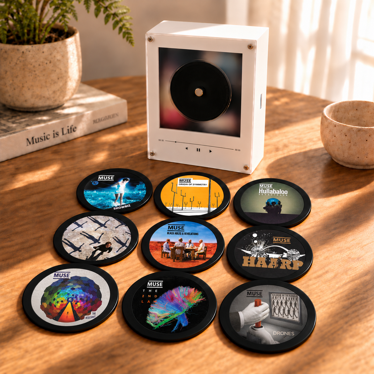 Muse MagTune Mini CD Player Light - Premium Alternative Rock Merchandise, Origin of Symmetry Album Art LED Night Light Tabletop Gift