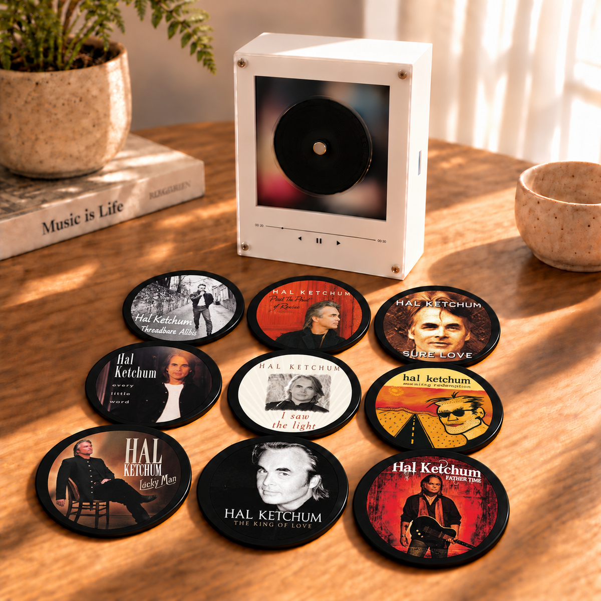 Hal Ketchum MagTune Mini CD Player Light - Premium Country Music Merchandise, Sure Love Album Art LED Night Light Tabletop Fan Gift
