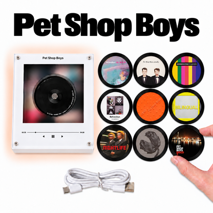 Pet Shop Boys MagTune Mini CD Player Light - Premium Synthpop Music Merchandise, Very Album Art LED Night Light Tabletop Lamp Decor Fan Gift