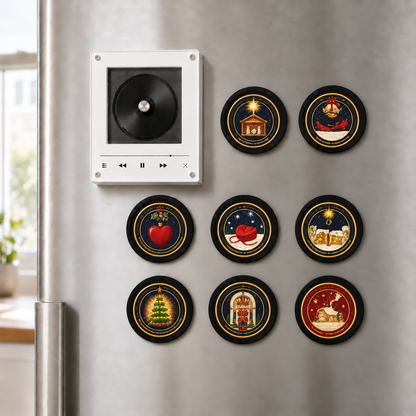 Merry Christmas Magtune Music Player – Festive Acrylic Music Frame with 9 Interchangeable Holiday Mini Vinyl Discs