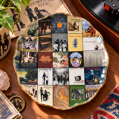 Fleetwood Mac Ceramic Ring Dish - Band Album Cover Trinket Tray, Gold-Rimmed Jewelry Holder & Rock Fan Gift
