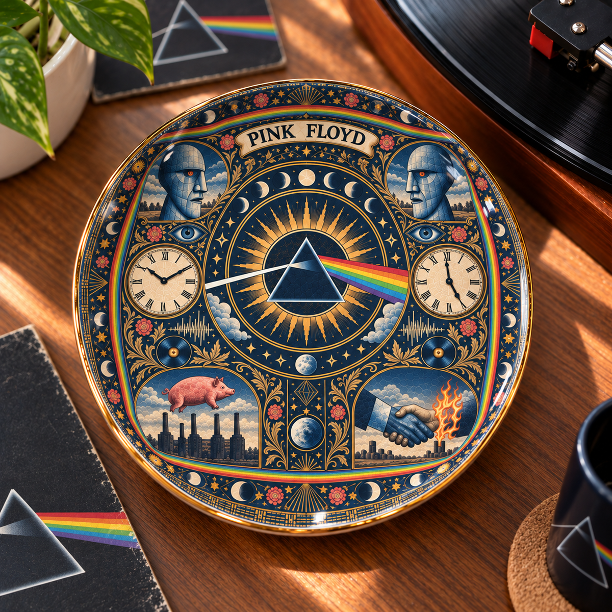 Pink Floyd Ceramic Jewelry Dish - Dark Side Of The Moon Prism Trinket Tray, Prog Rock Music Fan Gift & Room Decor