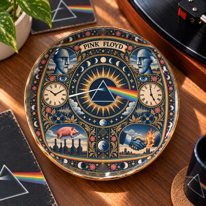 Pink Floyd Ceramic Jewelry Dish - Dark Side Of The Moon Prism Trinket Tray, Prog Rock Music Fan Gift & Room Decor