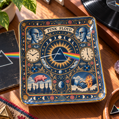 Pink Floyd Ceramic Jewelry Dish - Dark Side Of The Moon Prism Trinket Tray, Prog Rock Music Fan Gift & Room Decor