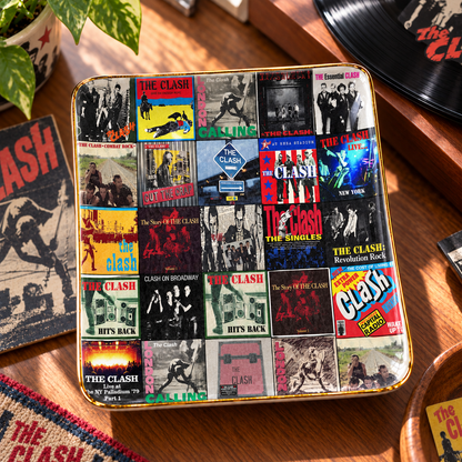The Clash Ceramic Ring Dish - Punk Rock Album Cover Trinket Tray, Gold-Rimmed Jewelry Holder & Band Fan Gift